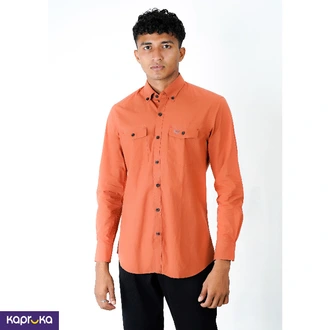 Signature Men S Tailor Fit Casual Double Pocket Orange Color Lon  Online for none