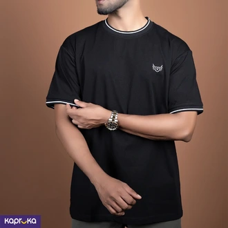 Signature Men S Regular Fit Oversized Black Crew Neck T Shirt  Online for none