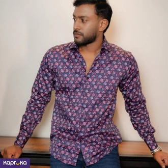 Men`s Slim Fit Floral Print Long Sleeve Shirt - Signature  Online for none
