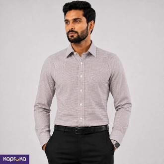 Signature Formal Men S Red Micro Print Long Sleeve Shirt  Online for none