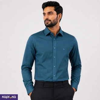 Signature Mens Icon Slim Fit Peacock Blue Shirt  Online for none