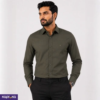 Signature Mens Icon Slim Fit Army Green Shirt  Online for none