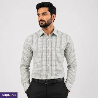 Signature Mens Slim Fit Formal Green Check Shirt  Online for none