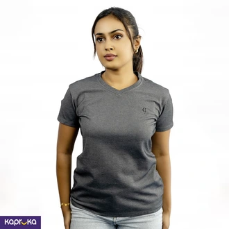 Signature WomenÃ¢â‚¬â„¢s Cotton V Neck Ice Gray T Sh  Online for none