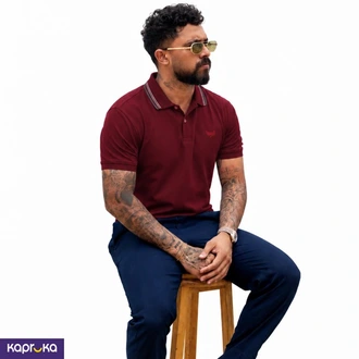 Signature Men S Casual Wine Red Color Polo T Shirt Buy Signature Online for CLOTHING