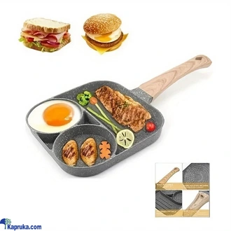 2 Hole Non Stick Egg Frying Breakfast Pan With Wooden Handle  Online for none