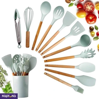 12pcs Silicone Spatula Kitchen Utensil Non Stick With Wooden Handle Heat Resistance Buy Blue Online for HOUSEHOLD