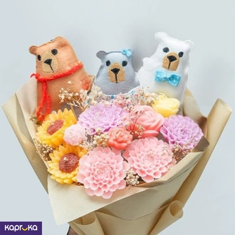 Bear Hug Blossoms Luxury Scented Candle Flower Bouquet By Giftos  Online for none