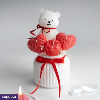 Valentines Red Bear N Hearts In A Jar Scented Candle Flower Bouq  Online for none