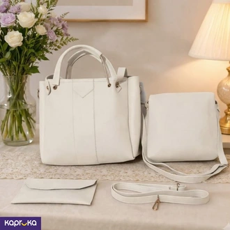 Elegant Handbag 3 Piece Set White  Online for none
