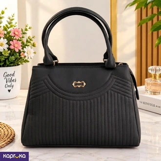 Elegant Black Handbag for Women - Quilted PU Leather Bag  Online for none