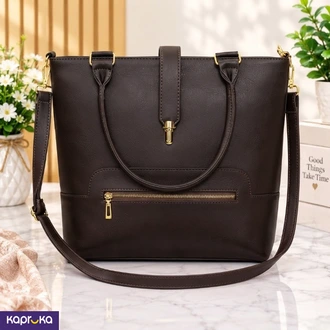 Coffee Brown Tote Handbag - Faux Leather, Sri Lanka  Online for none
