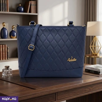 Elegant Quilted Navy Bag With Detachable Strap  Online for none