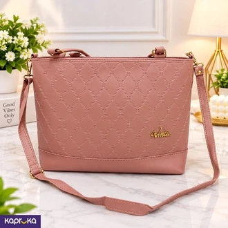 Elegant Quilted Dusty Pink Bag With Detachable Strap  Online for none