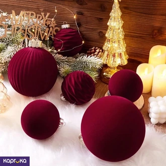 Christmas Tree Decoration Velvets Balls 9pcs  Online for none