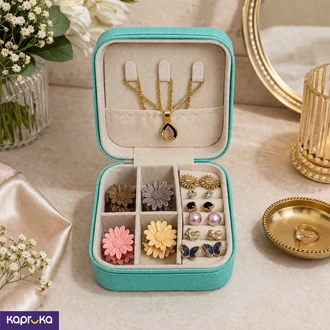 Compact Mint Green Travel Jewelry Box With Jewelry Set - Kidsma  Online for none