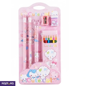 Cute Cat Kids Stationery Gift Set - Pink Pencil Set Sri Lanka  Online for none