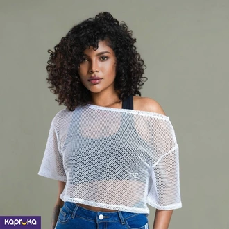 Sheer Mesh Crop Top  Online for none