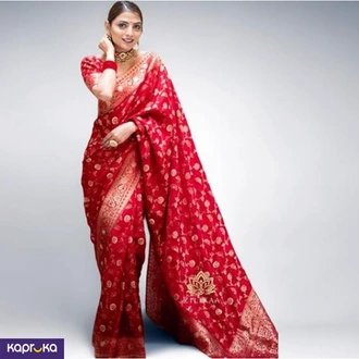 Banarasi Soft Silk Saree Stunning Brocade And Gold Zari Work With Blouse Piece Buy Clothing and Fashion Online for specialGifts