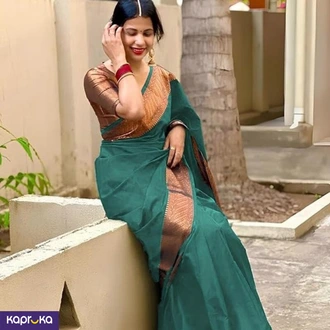 Priyashi Banarasi Kanjivaram Cotton Silk Woven With Blouse Material For Women Buy Clothing and Fashion Online for specialGifts