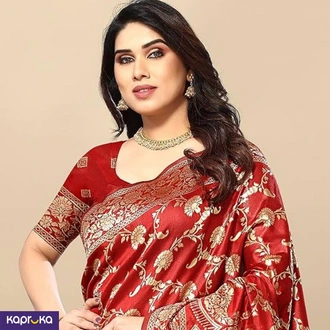 Sidhidata Womens Kanjivaram Banarasi Jacquard Silk Saree With Blouse Piece Buy Clothing and Fashion Online for specialGifts