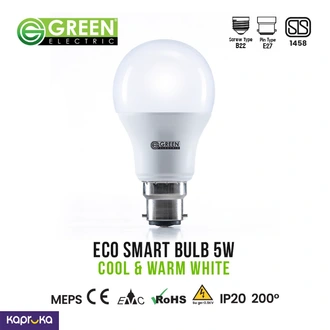 Eco Smart Bulb 5.5W Cool White B22 Green Electric - Green Electr  Online for none