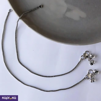 Minimal Silver Tone Brass Anklets - Silk Threaded Galore - Women  Online for none