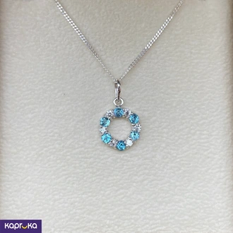 Handcrafted Sterling Silver Blue Topaz Circle Pendant with Necklace Buy Jewellery Online for specialGifts