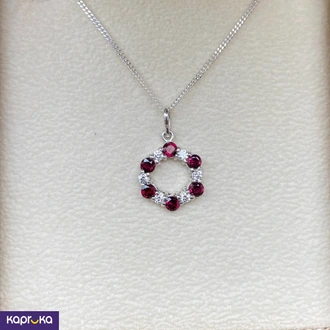 Handcrafted Sterling Silver Garnet Circle Pendant with Necklace Buy Jewellery Online for specialGifts