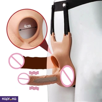 Dildo Strap On With Thin Plug And Opened Cock Ring Testicle Cover For Pegging Couples Sex Buy Intimate Essentials Online for specialGifts