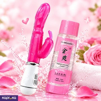Rabbit Pink Vibrator Dildo + 25ml Lubricant Combo Sri Lanka  Online for none