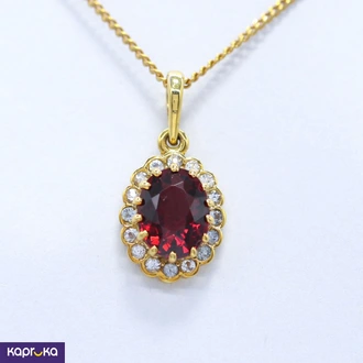 Garnet Yellow Gold Pendant 9k - VTRW - Women`s Jewelry  Online for none