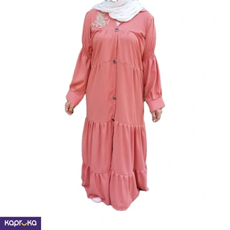 Peach Shiffon Material Frilled Long Maxi Dress  Online for none