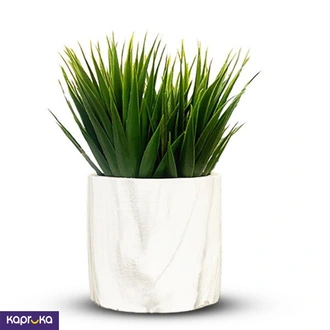 White Elegant Wavy Pot With Artificial Plant  Online for none