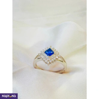 Ladies Silver Ring With Gem Stone - The Gold Factory Pvt Ltd - W  Online for none