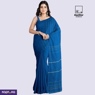Blue Handloom Cotton Saree Kc1029  Online for none