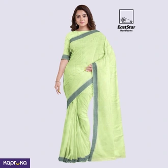 Light Lime Green Handloom Cotton Saree Kc3470  Online for none