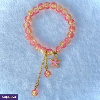 Peachy Pink Beaded Dangle Bracelet - Crystal Fashion - Women`s J  Online for none