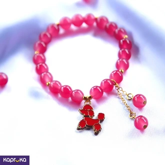 Hot Pink Poodle Glass Bead Bracelet Buy Jewellery Online for specialGifts