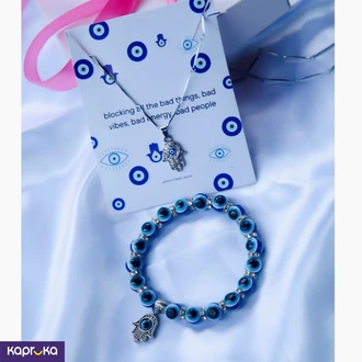 Cobalt Blue Evil Eye Jewelry Set Bracelet And Necklace Buy Jewellery Online for specialGifts