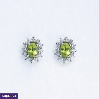 925 Silver Natural Peridot And Cubic Zirconia Womens Earring - K  Online for none