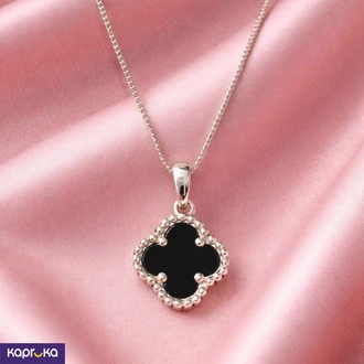 925 Silver Black Onyx Womens Pendant With Chain Necklace Set - K  Online for none