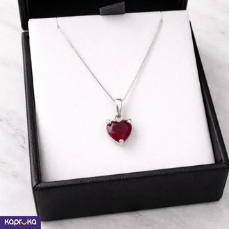 925 Silver Natural Heart Shape Red Garnet Womens Pendant And Chain Necklace Buy Jewellery Online for specialGifts
