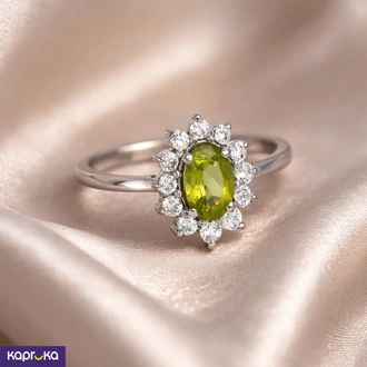 925 Silver Natural Peridot And Cubic Zirconia Womens Ring Buy Jewellery Online for specialGifts