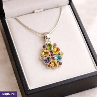 925 Silver Multi Colour Semi Precious Luxury Womens Necklace Set  Online for none