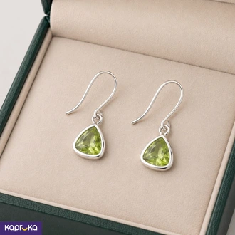 925 Silver Natural Peridot Stone Mounted Womens Earrings Buy Jewellery Online for specialGifts