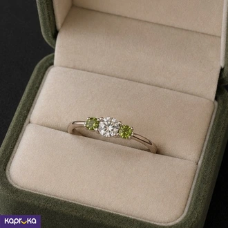925 Silver Natural Crystal Quartz And Natural Peridot Mounted Womens Ring Buy Jewellery Online for specialGifts