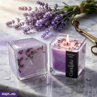 Lavender Calm Square Glass Candle  Online for none