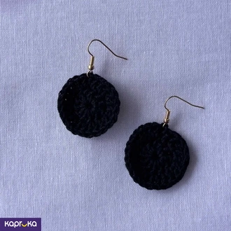 Handmade Crochet Round Drop Earrings  Classic Black Buy Jewellery Online for specialGifts
