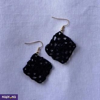 Handmade Crochet Diamond Drop Earrings  Classic Black Buy Jewellery Online for specialGifts